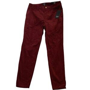 NWT Jones New York Dark Red The Lexington Skinny Leg Corduroy Pants Size 6/28